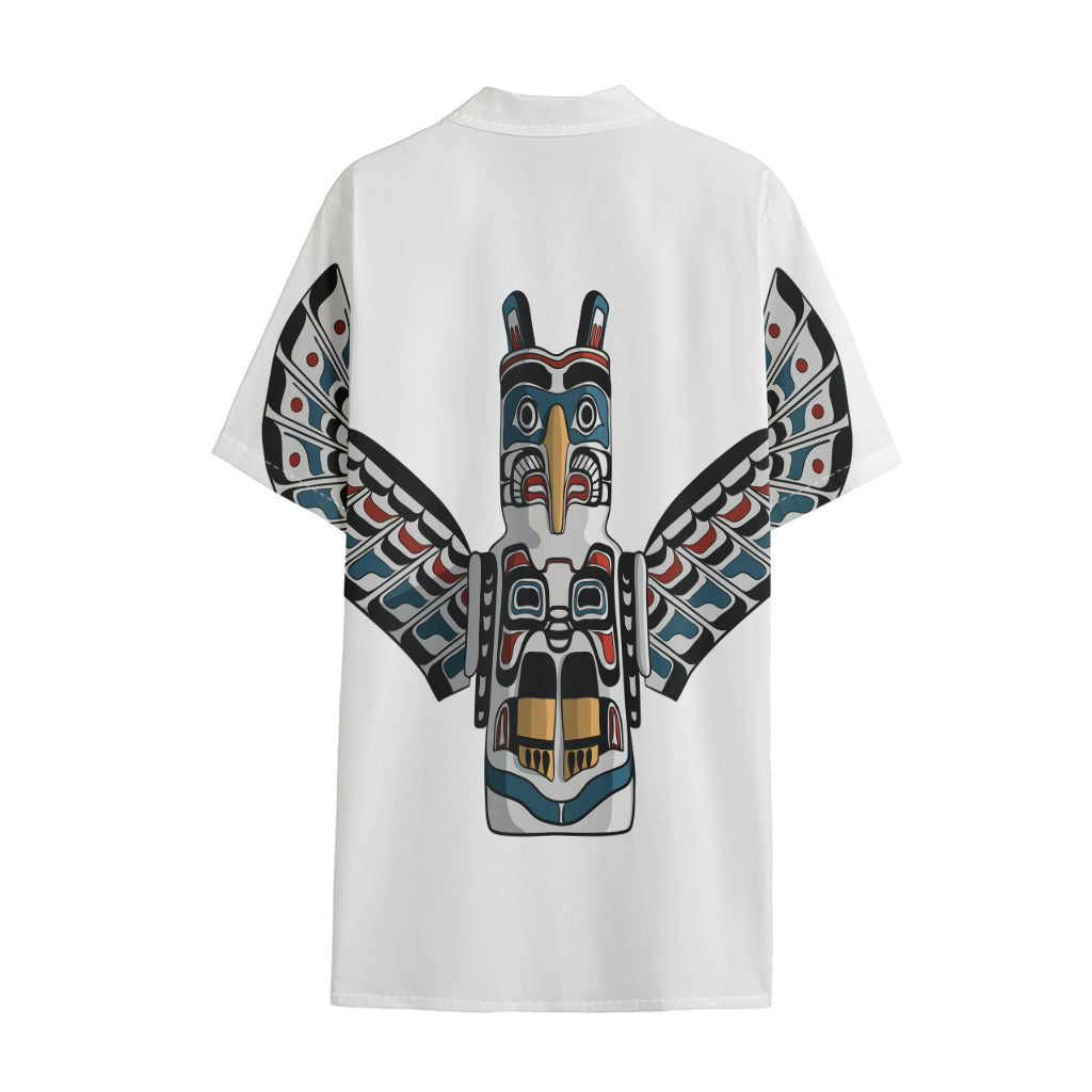 Native American Eagle Totem Print Cotton Hawaiian Shirt