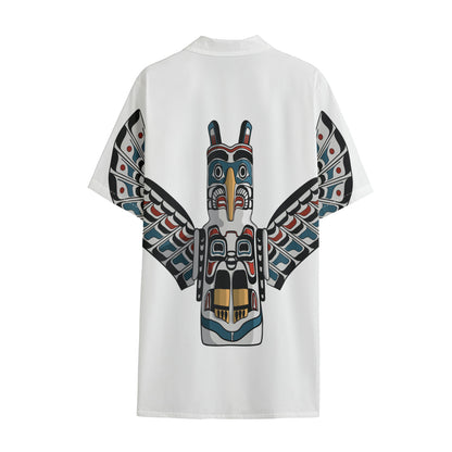 Native American Eagle Totem Print Cotton Hawaiian Shirt