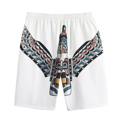 Native American Eagle Totem Print Cotton Shorts