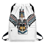 Native American Eagle Totem Print Drawstring Backpack