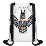 Native American Eagle Totem Print Drawstring Backpack
