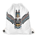 Native American Eagle Totem Print Drawstring Bag