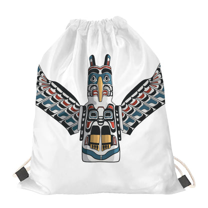 Native American Eagle Totem Print Drawstring Bag