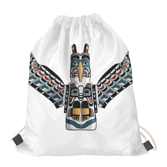 Native American Eagle Totem Print Drawstring Bag