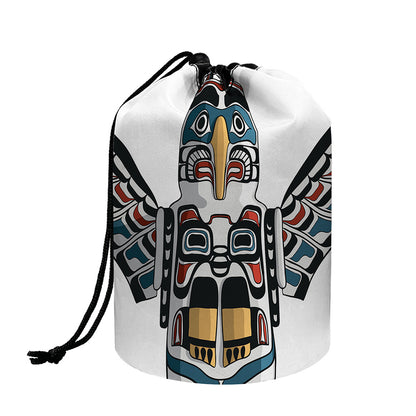 Native American Eagle Totem Print Drawstring Makeup Bag