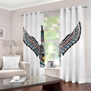 Native American Eagle Totem Print Extra Wide Grommet Curtains