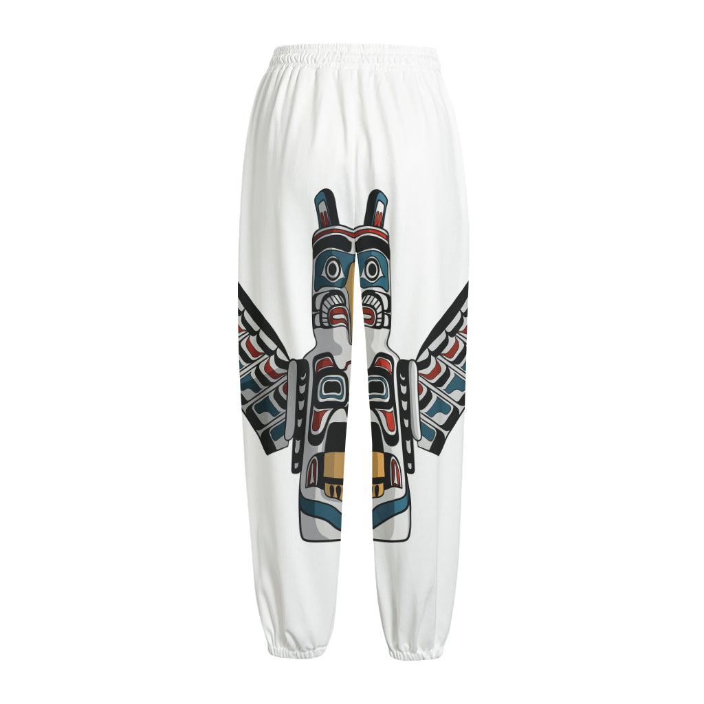 Native American Eagle Totem Print Fleece Lined Knit Pants