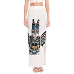 Native American Eagle Totem Print High Slit Maxi Skirt