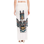 Native American Eagle Totem Print High Slit Maxi Skirt