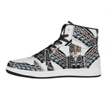 Native American Eagle Totem Print High Top Leather Sneakers