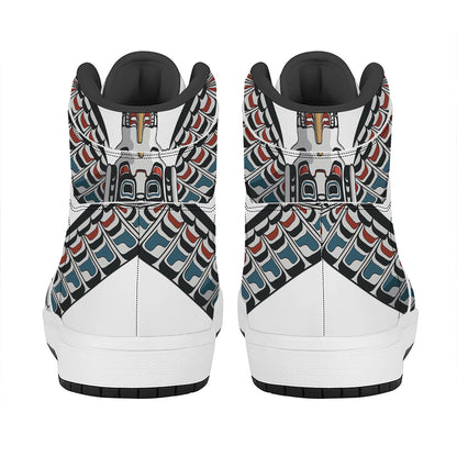 Native American Eagle Totem Print High Top Leather Sneakers