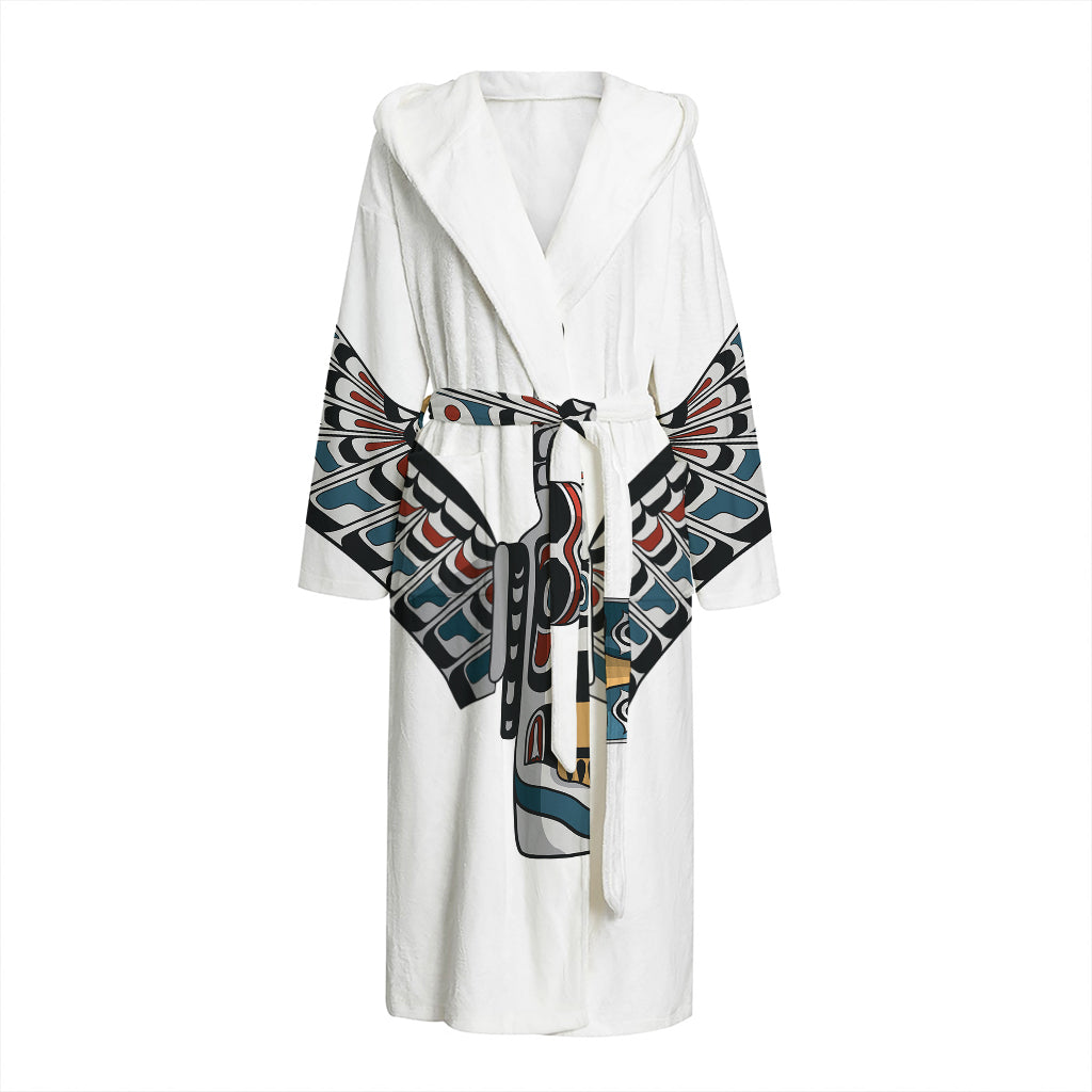 Native American Eagle Totem Print Hooded Bathrobe