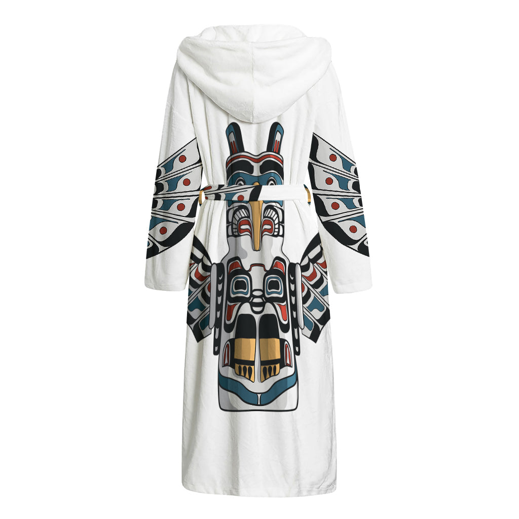 Native American Eagle Totem Print Hooded Bathrobe