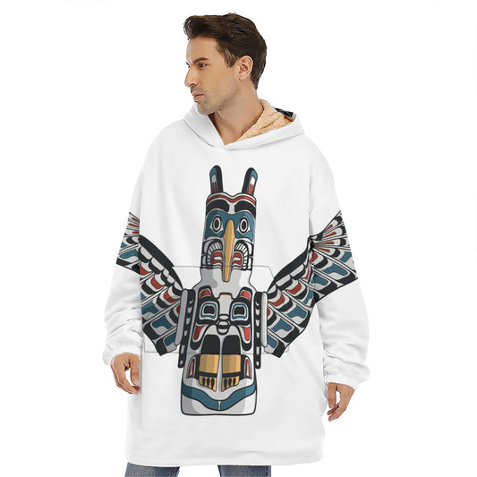 Native American Eagle Totem Print Hoodie Blanket