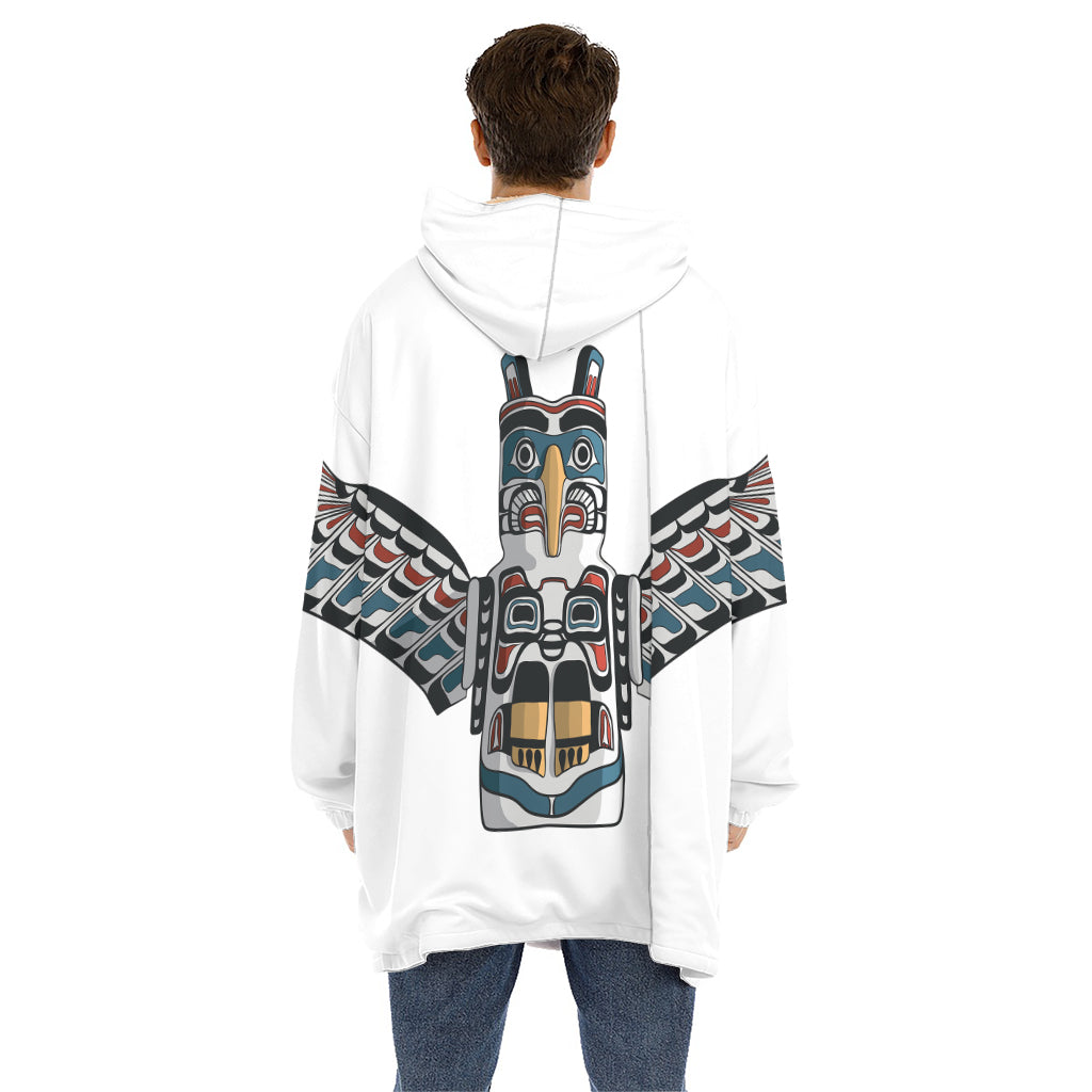 Native American Eagle Totem Print Hoodie Blanket