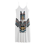 Native American Eagle Totem Print Jersey Midi Cami Dress