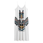 Native American Eagle Totem Print Jersey Midi Cami Dress