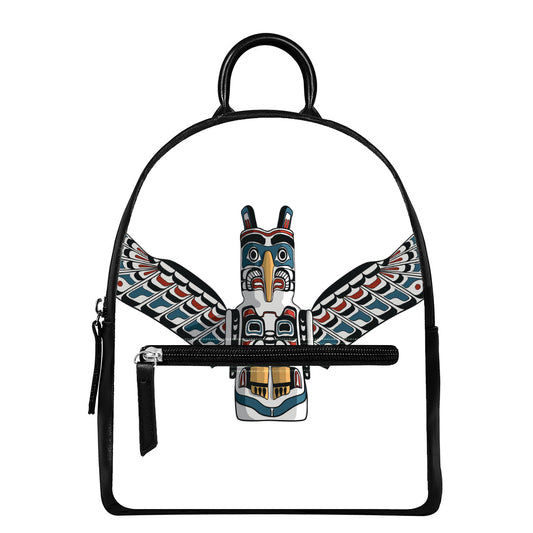 Native American Eagle Totem Print Leather Backpack