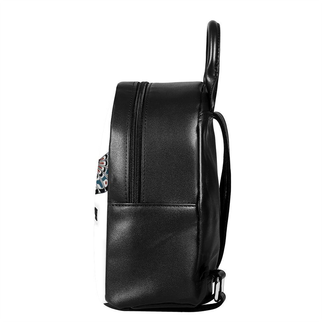 Native American Eagle Totem Print Leather Backpack