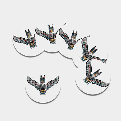 Native American Eagle Totem Print Leather Coaster Set