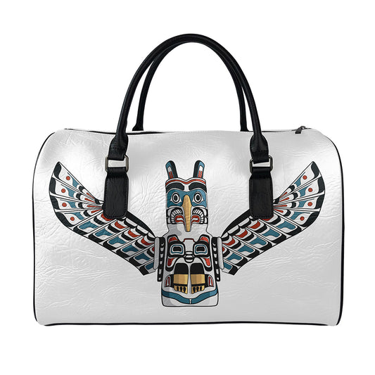 Native American Eagle Totem Print Leather Duffle Bag