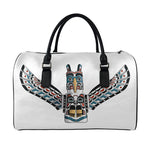 Native American Eagle Totem Print Leather Duffle Bag