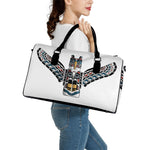 Native American Eagle Totem Print Leather Duffle Bag