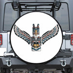 Native American Eagle Totem Print Leather Spare Tire Cover