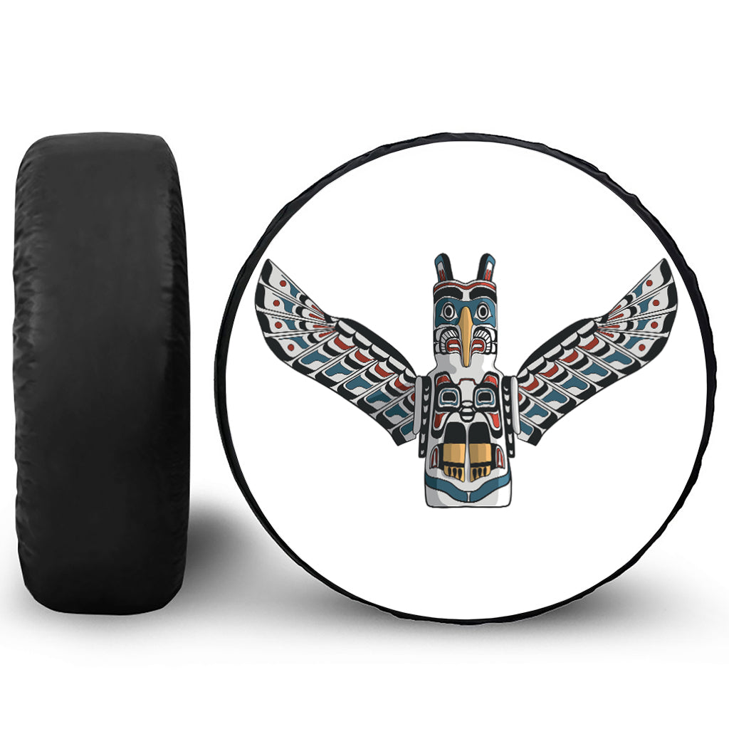 Native American Eagle Totem Print Leather Spare Tire Cover