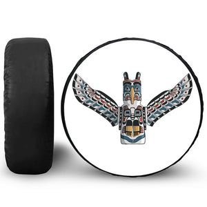 Native American Eagle Totem Print Leather Spare Tire Cover