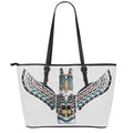 Native American Eagle Totem Print Leather Tote Bag With Zipper