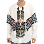Native American Eagle Totem Print Long Sleeve Baseball Jersey