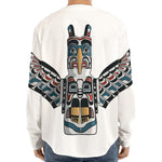 Native American Eagle Totem Print Long Sleeve Baseball Jersey