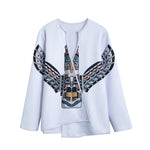 Native American Eagle Totem Print Long Sleeve Short Coat