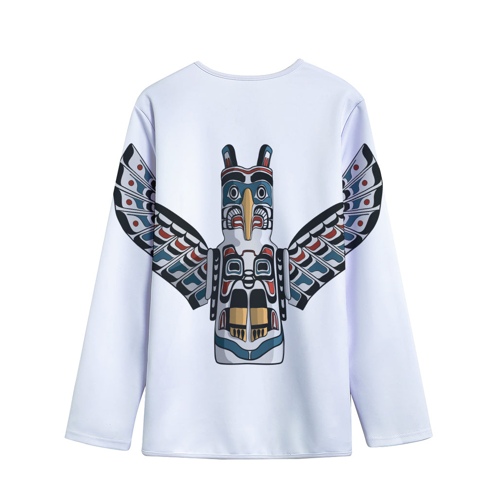 Native American Eagle Totem Print Long Sleeve Short Coat