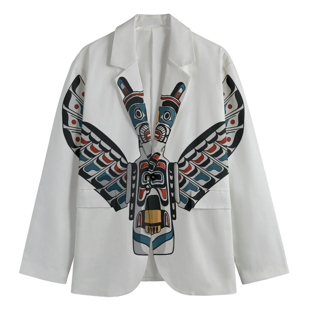 Native American Eagle Totem Print Men's Cotton Blazer