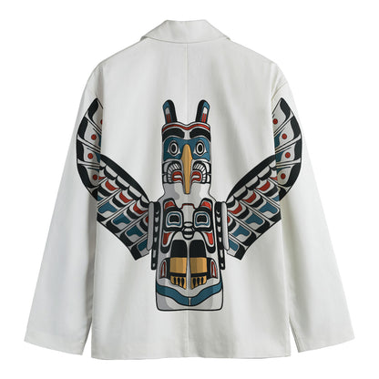Native American Eagle Totem Print Men's Cotton Blazer