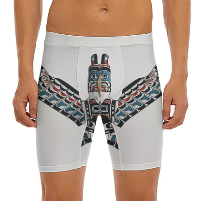 Native American Eagle Totem Print Men's Long Boxer Briefs