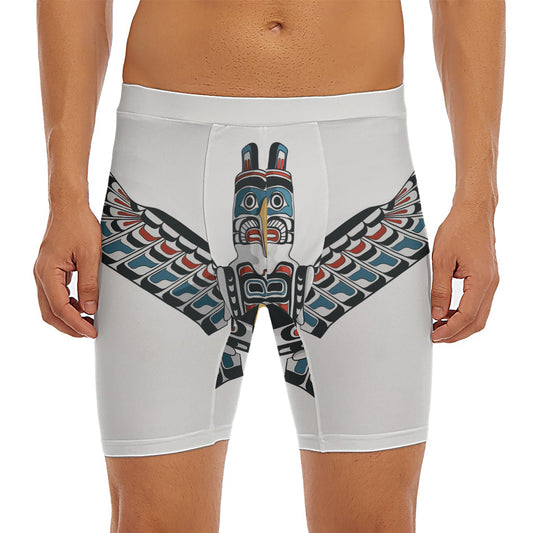 Native American Eagle Totem Print Men's Long Boxer Briefs