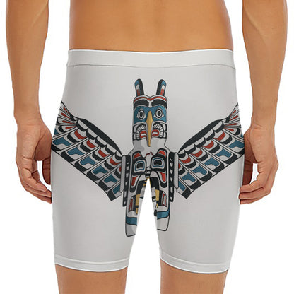 Native American Eagle Totem Print Men's Long Boxer Briefs