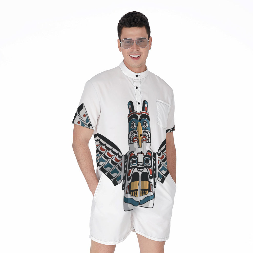 Native American Eagle Totem Print Men's Rompers