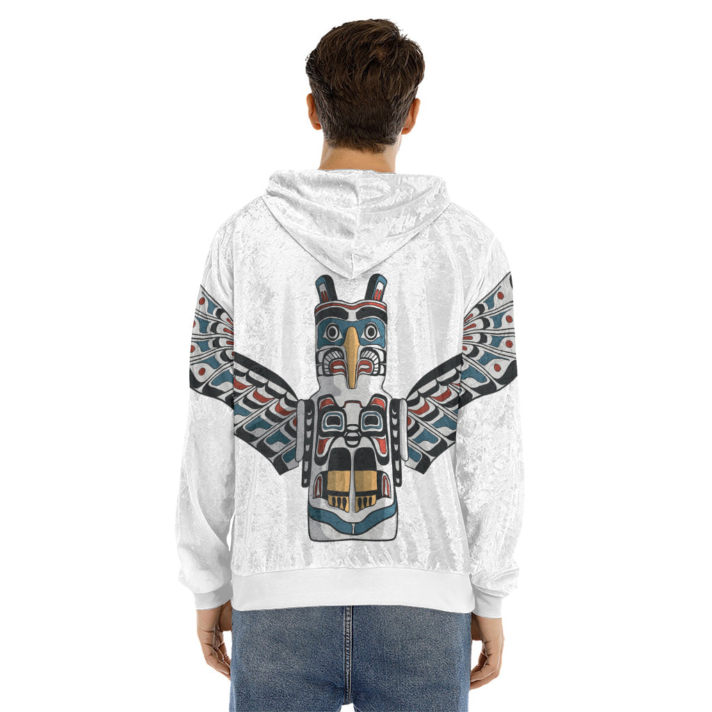 Native American Eagle Totem Print Men's Velvet Pullover Hoodie
