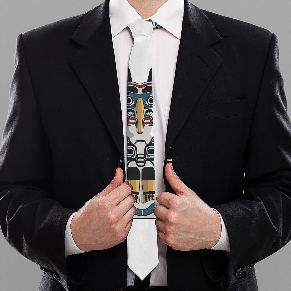 Native American Eagle Totem Print Necktie