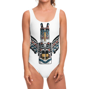 Native American Eagle Totem Print One Piece Swimsuit