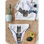 Native American Eagle Totem Print One Shoulder Bikini Top