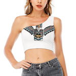 Native American Eagle Totem Print One Shoulder Crop Top