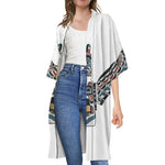 Native American Eagle Totem Print Open Front Beach Cover Up