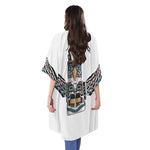 Native American Eagle Totem Print Open Front Beach Cover Up