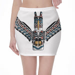 Native American Eagle Totem Print Pencil Mini Skirt