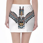 Native American Eagle Totem Print Pencil Mini Skirt